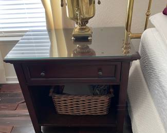 $150 Pottery Barn side chest with storage basket (2of2). $100 Russian samovar converted lamp (2of2)