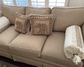 $400 LINEN, 3 cushion sofa, excellent, like new condition