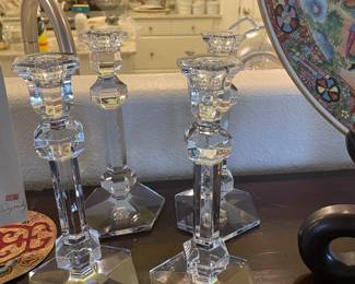 $80 per pair Val St Lambert crystal candle sticks