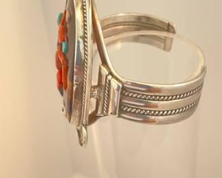 $400. Zuni “mudhead”  Cuff signed Augustine & Rosalie Pinto, sterling