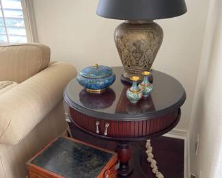 $150 Bombay Company drum-style side table with storage