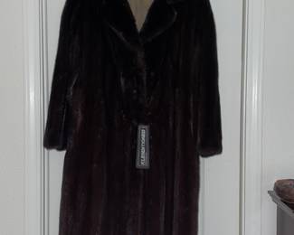 $400 Full length mink coat with a swing hem, m/l