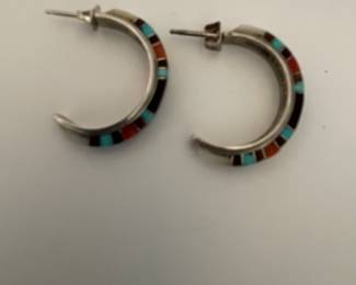 $100. Pair of Zuni MT Panteah earrings, Sterling