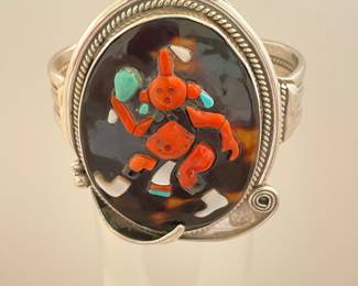 $400. Zuni “mudhead”  Cuff signed Augustine & Rosalie Pinto, sterling
