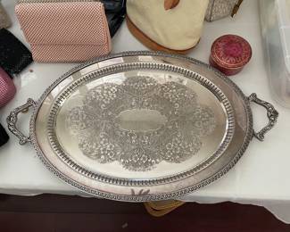 $250.  Antique Wallace large footed tray