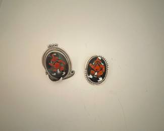 $300. Zuni “mudhead”  Ring signed Augustine & Rosalie Pinto, sterling. - pin/pendent $60