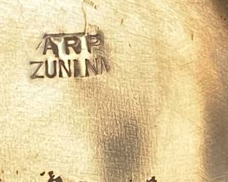 $400. Zuni “mudhead”  Cuff signed Augustine & Rosalie Pinto, sterling