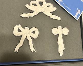 3 sets of Wedgewood bow ornaments 