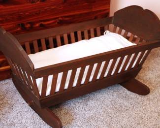 Antique Wooden Baby Cradle
