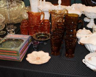 Milk Glass, Cut Crystal, Carnival Glass and Antique Dishware