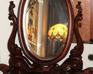 Antique Victorian Dressing Table Mirror in Carved Wood 1920's