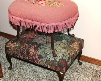 French Provincial Floral Tapestry Footstool's