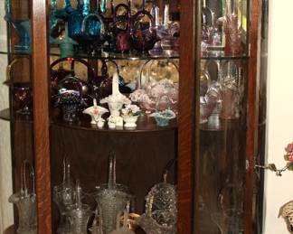 Carnival Glass, Fenton, Milk Glass and Crystal Baskets.