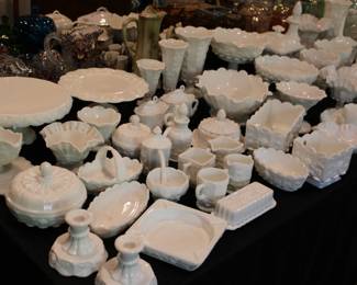 Milk Glass, Cut Crystal, Carnival Glass and Antique Dishware