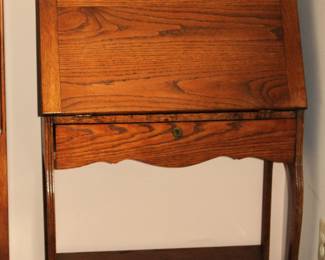 Antique Secretary Desk, Mirror Quarter Oak Locking Door