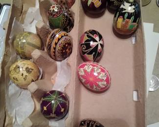 Vintage Ukrainian hand dyed eggs. Made by late local artist.