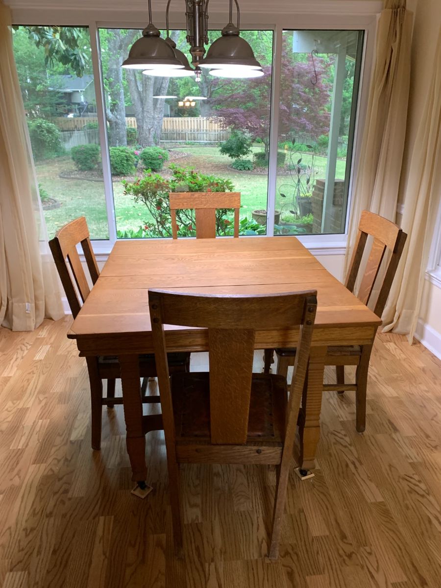 #2 Oak dining table with 4 chairs 46x40x30 $150.00