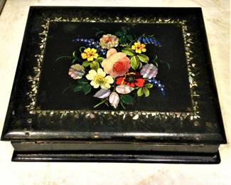 Victorian Writing Lap Desk w Mother of Pearl Inlay
