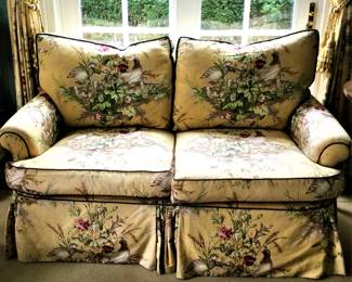 Loveseat Upholstered Loveseat in Scalamandre Fabric