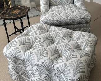 Newly Upholstered Chair and Ottoman
