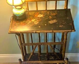 19th Century Faux Bamboo and Tortoise Shelf/ Magazine Rack