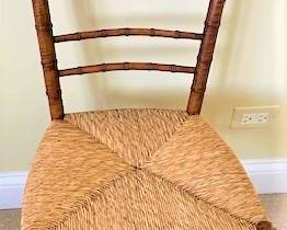 English Faux Bamboo and Rush Side Chair