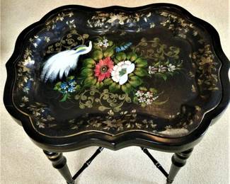 19th Century Hand Painted & Ebonized Tray Table