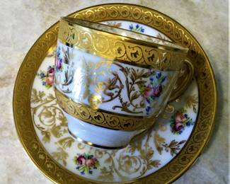 Antique William Guerin Limoges Gilded Cup and Saucer
