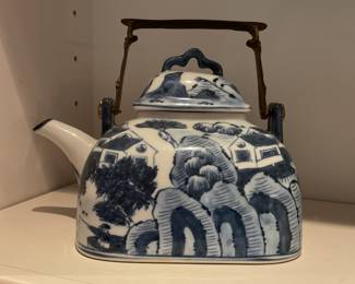 Blue and white tea pot