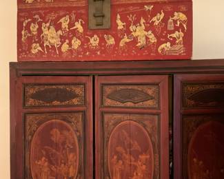 The chest on top is an Asian leather bridal chest .