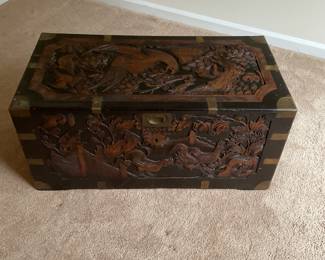 Wood carved chest