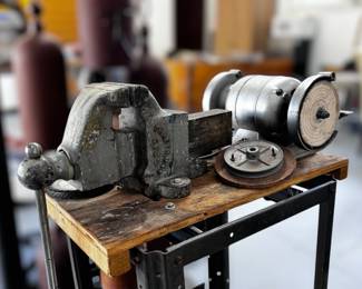 Craftsman 5153 vise and Dunlap split phase grinder on stand
