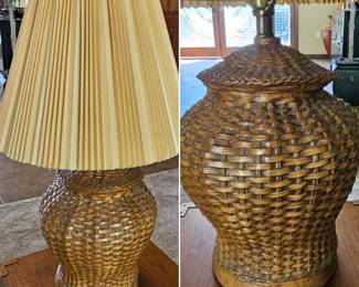 Vintage ceramic weave lamp by Prestige