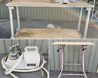 Worktables & paint sprayer
