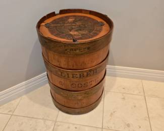 Antique grocery store coffee barrell