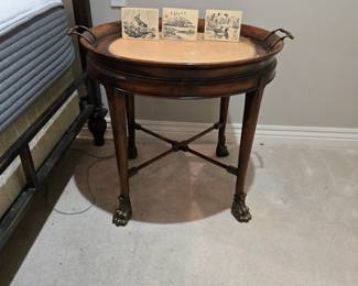Leather top side table