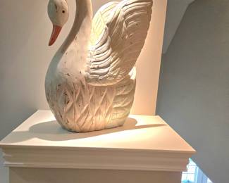 Solid wood carved swan (very large)