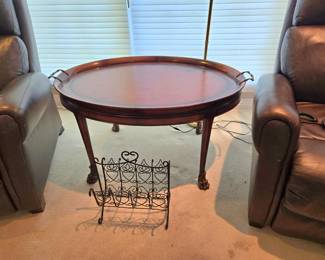 Oval Leather top coffee table