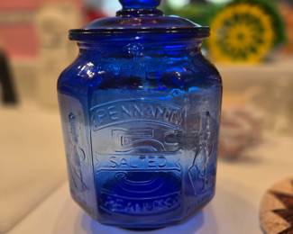 Cobalt peanut jar