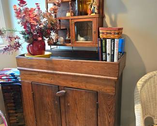 Antique dry sink & wall shelf