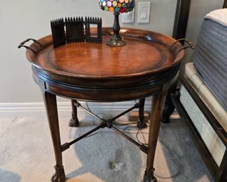 Leather top side table