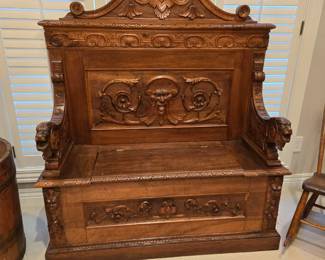 Antique storage bench (matches coat rack)