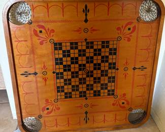Vintage Carrom Game Board and game pieces