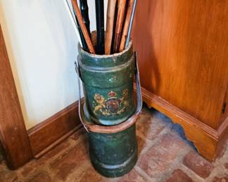 Antique British Royal Navy black powder bucket