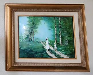 Signed Max&nbsp;Karp Enamel-on-copper original painting