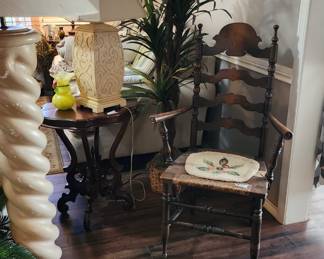 Antique ladder-back armchair