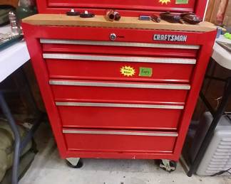 The 3 Craftsman tool boxes are available separately or as a set. The rolling base unit is empty.