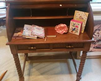 Small Barley twist rolltop desk