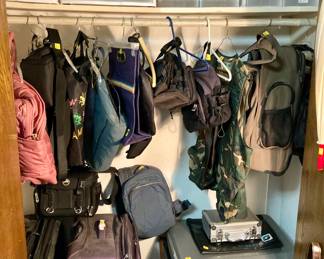 Luggage and Tote Bags. Plastic Storage Bins.