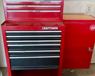 Craftsman 3 Piece Rolling Tool Cabinet with Side Cabinet. Lockable.